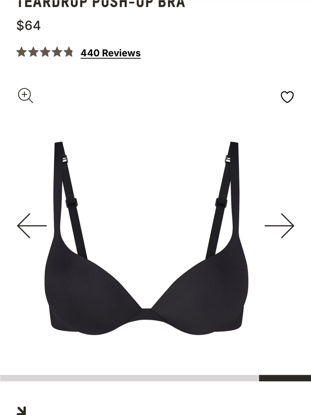 NWT Skims Ultimate Push-Up 34C Onyx